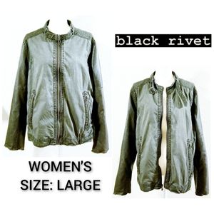 BLACK RIVET Women's Faux Leather/Cotton Jacket